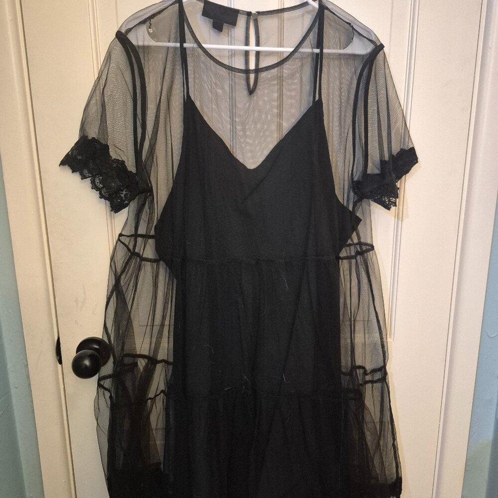 XXL NY and CO Sheer Mini Slip Dress Lace